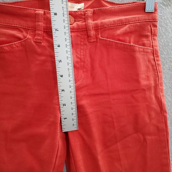 Tory Burch Women Jeans 25 Red Denim Skinny Mid Rise Pockets Logo 27" Inseam - Picture 5 of 11